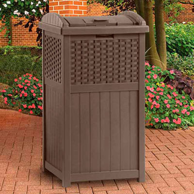 Bins Totes Containers Containers Deck Boxes Suncast Resin Wicker Trash Hideaway Java 270092 Globalindustrial Com