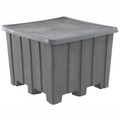 Rotational Molding Plastic Gaylord Pallet Container With Lid 02-307220 - 50x50x36-1/2, Natural