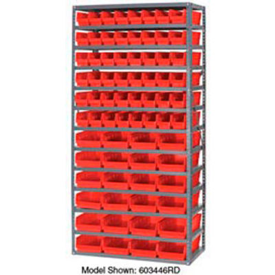 Global Industrial™ Steel Shelving with 48 4"H Plastic Shelf Bins Green, 36x18x72-13 Shelves