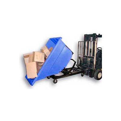 Plastic Self-Dumping Forklift Hopper W/ Caster Base, 1-1/10 Cu. Yd., 1000 Lbs. Cap., Black