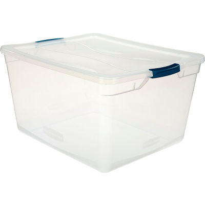 United Solutions Cleverstore Clear Latching Storage Tote w/Lid 71 Quart 23-1/2 x 18-5/8 x 12-1/4 - Pkg Qty 4