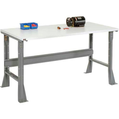 72"W x 30"D x 34"H Fixed Height Workbench C-Channel Flared Leg - ESD Square Edge - Gray