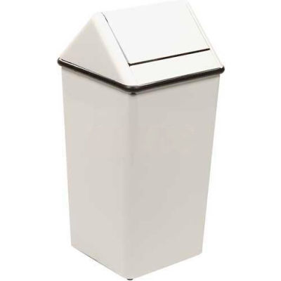 Witt Steel Square Swing Top Trash Can, 21 Gallon, White