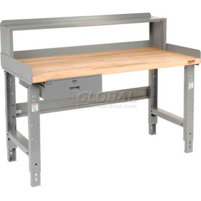 60"W x 36"D Shop Top Square Edge Top Workbench with Drawer and Riser