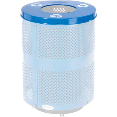 Global Industrial Flat Lid - 36 Gallon Blue w/ Recycle Logos