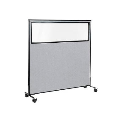 Interion® Mobile Office Partition Panel with Partial Window, 60-1/4"W x 63"H, Gray