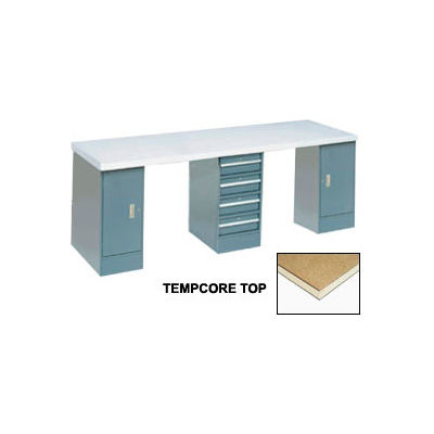 96"W x 30"D Extra Long Production Workbench - Shop Top Square Edge - Gray