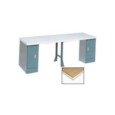 96"W x 30"D Extra Long Production Workbench - Shop Top Square Edge - Gray