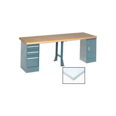 96"W x 30"D Extra Long Production Workbench - Plastic Laminate Square Edge - Gray