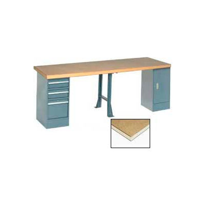 96"W x 30"D Extra Long Production Workbench - Shop Top Square Edge - Gray