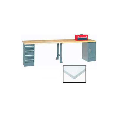 Global Industrial 96 x 30 Extra Long Production Workbench - Plastic Laminate Square Edge Gray