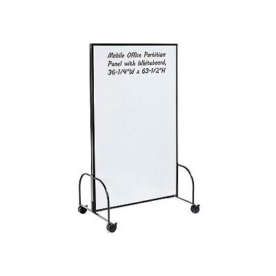Global Industrial™ Mobile Office Partition Panel with Whiteboard, 36-1/4"W x 63-1/2"H