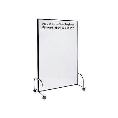 Mobile Office Partition Panel with Whiteboard, 48-1/4"W x 75-1/2"H