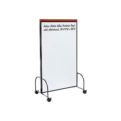 Deluxe Mobile Office Partition Panel with Double-sided Whiteboard, 36-1/4"W x 65"H