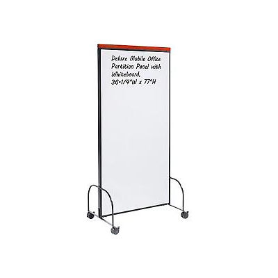 Deluxe Mobile Office Partition Panel with Double-sided Whiteboard, 36-1/4"W x 77"H