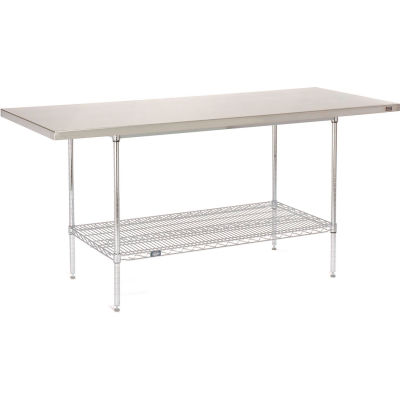 Global Industrial Workbench w/ 16 Ga 304 SS Top & Undershelf, 72"W x 30"D, Silver