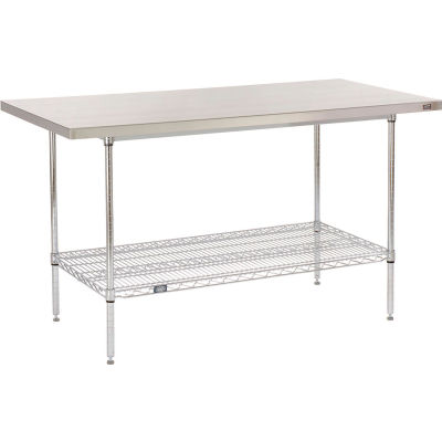 Global Industrial Workbench w/ 16 Ga 304 SS Top & Undershelf, 60"W x 30"D, Silver