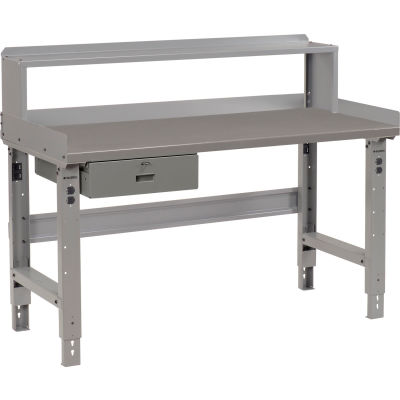 Global Industrial™ Workbench w/ Steel Square Edge Top & Riser, 60"W x 36"D, Gray