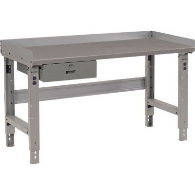 Global Industrial Workbench w/ Steel Square Edge Top & Drawer, 48"W x 30"D, Gray