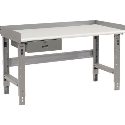 Global Industrial Workbench w/ Laminate Safety Edge Top & Drawer, 72"W x 30"D, Gray