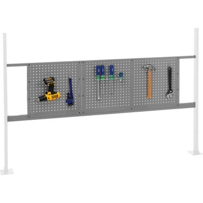 Panel Kit for 72"W Workbench with 18"W and 36"W Pegboards, Mounting Rail - Gray