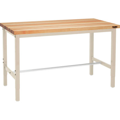 Global Industrial 48 x 30 Adjustable Height Workbench Square Tube Leg - Birch Square Edge Tan