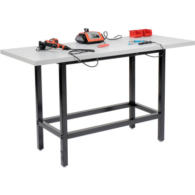 Global Industrial Standing Height Workbench w/ Laminate Square Edge Top, 72"W x 30"D, Black