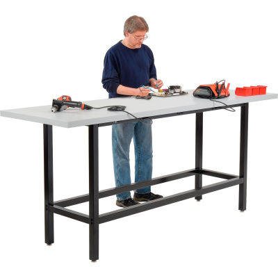 Global Industrial Standing Height Workbench w/ Laminate Square Edge Top, 96"W x 30"D, Black