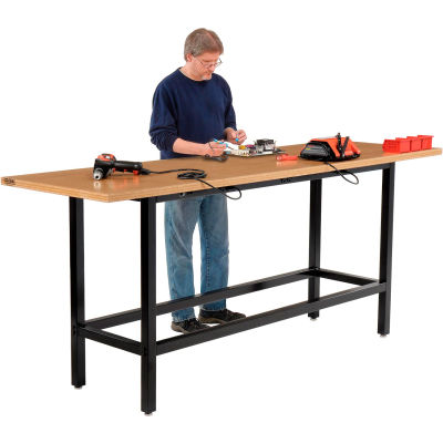 Global Industrial Standing Height Workbench w/ Shop Top Square Edge, 96"W x 30"D, Black