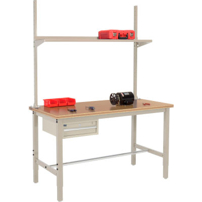 Global Industrial 60x30 Production Workbench Shop Top Square Edge - Drawer, Upright & Shelf TN