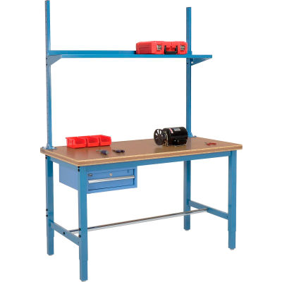 Global Industrial 72x30 Production Workbench Shop Top Safety Edge - Drawer, Upright & Shelf BL