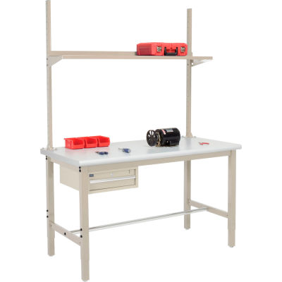 Global Industrial 60x36 Production Workbench Laminate Safety Edge, Drawer, Upright & Shelf TN