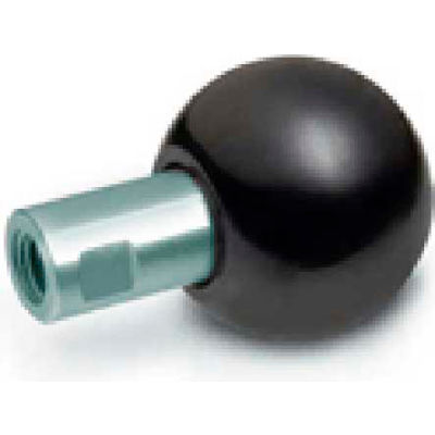J.W. Winco GN319.2 Phenolic Revolving Ball Knob W/Long Shoulder Tapped 50mm Dia. 78mm L M12x1.75