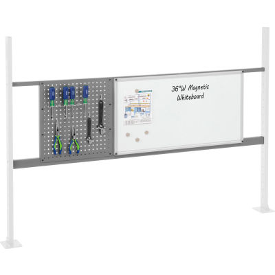 Global Industrial Panel Kit for 72"W Workbench 18"W Pegboard & 36"W Whiteboard, Rail Gray