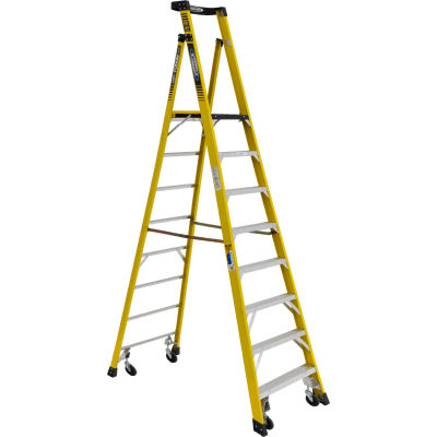 Werner 8' Type 1AA Fiberglass Podium Ladder W/ Casters 375 lb. Cap - PD7308-4C