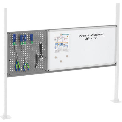 Panel Kit for 60"W Workbench with 18"W Pegboard and 36"W Whiteboard, Mounting Rail - Gray