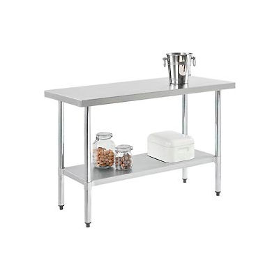 18 Gauge 430 Stainless Steel Workbench with Galvanized Legs & Undershelf - 72"W x 30"D