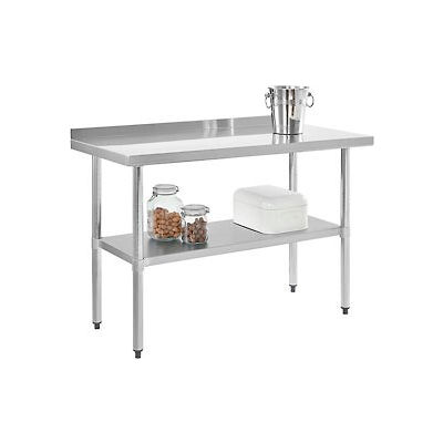 18 Gauge 430 Stainless Steel Workbench 2" Backsplash and Undershelf - 48"W x 24"D