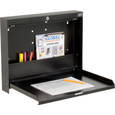 Global Industrial Wall Mounted Fold Down Shop Desk, 20"W x 3-3/8"D, Black