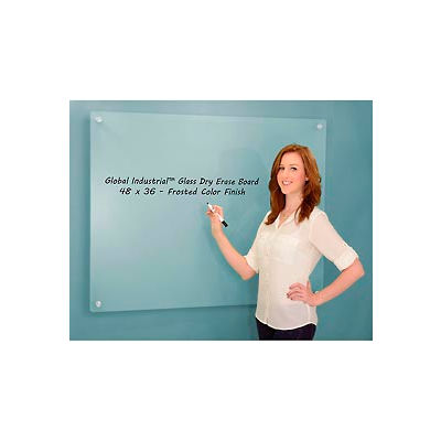 Global Industrial Frosted Glass Dry Erase Board, 48" x 36"