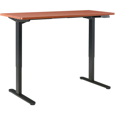 Interion® Standing Desk with Electric Height Adjustment - 60"W X 24"D - Cherry