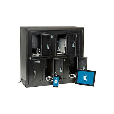 Global™ Tablet & Cell Phone Charging Locker - 8 Door w/Keyed Lock & Hasp and Master Door Open