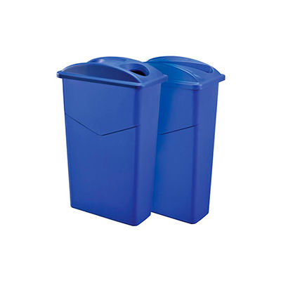Global Industrial Recycling System For Paper/Bottles & Cans, 46 Gallon, Blue