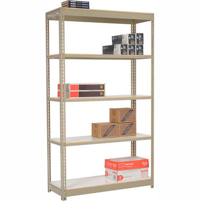 Heavy Duty Tan Shelving 36"W x 18"D x 84"H With 5 Shelves - Laminate Deck