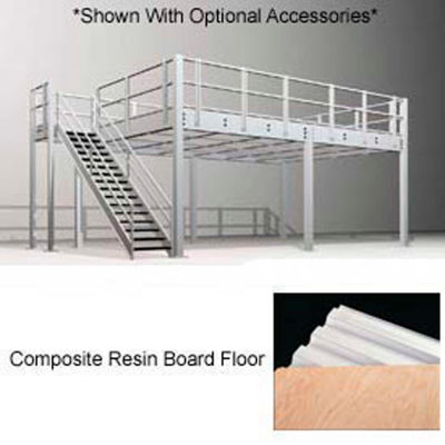 9'H Pre-Engineered Mezzanine (36'W x 32'D) With Resin Board Over 1-1/2" Corrugated Steel Deck