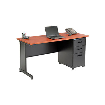 Interion® Office Desk with 3 Drawers - 60" x 24" - Cherry