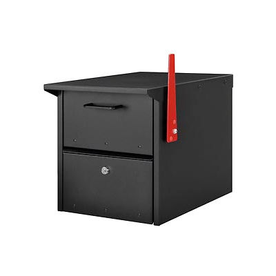 Global Residential Mailbox 12-1/2" x 13-5/8" x 18-1/4" Front and Rear Access Locking Door Black