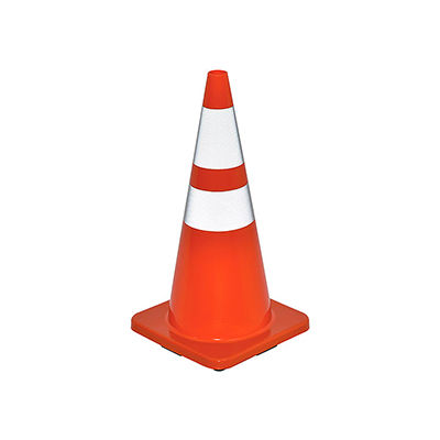 28" Traffic Cone, Reflective, Solid Orange Base, 7 lbs