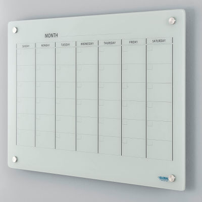 Glass Calendar Whiteboard - 36 x 24 - Magnetic - White