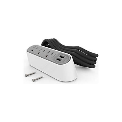 Wiremold WSPC320WH Desktop Power & Charging Center, 3- Tamper Resistant Outlets, 2- 3.1A USB Ports